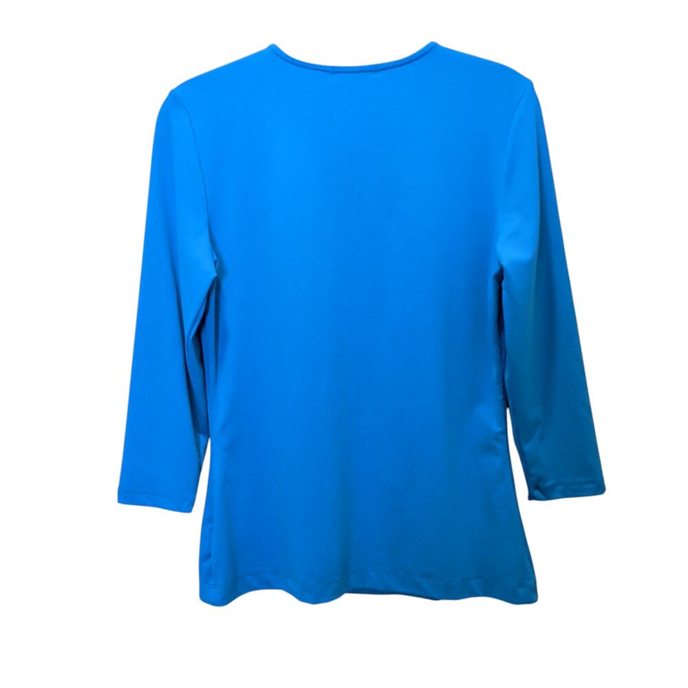 JudyP Women's Sz M Bright Blue Karen V Neck UPF 3/4 Sleeve Top Stretch Soft - Picture 4 of 5